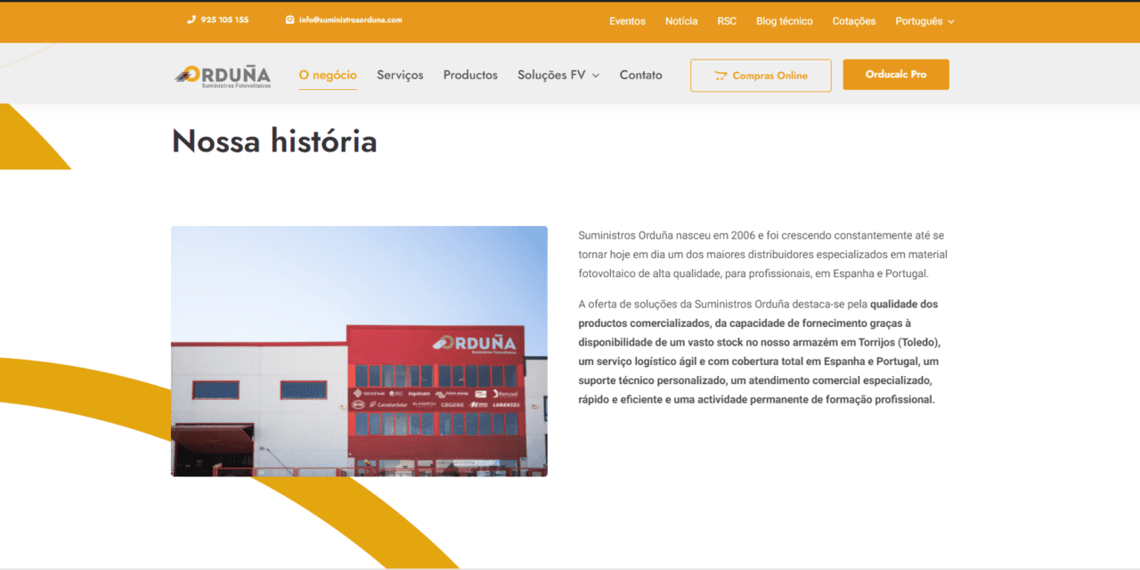 Suministros Orduña lança site otimizado para profissionais do setor