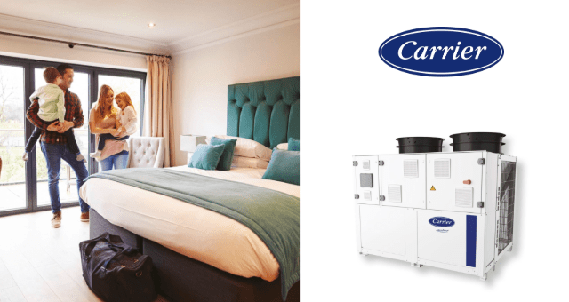 Carrier AquaSnap® – Bomba de calor Scroll de fonte de ar de 75°C com refrigerante natural 61AQ